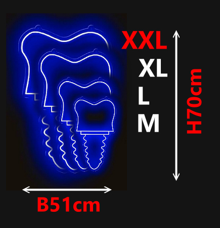 Leuchtschild Zahnimplantat Größe XXL